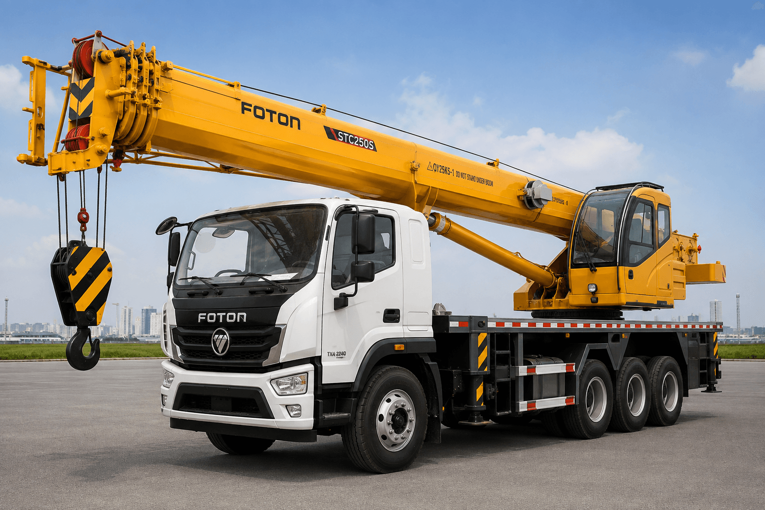 Camion-grue à flèche droite